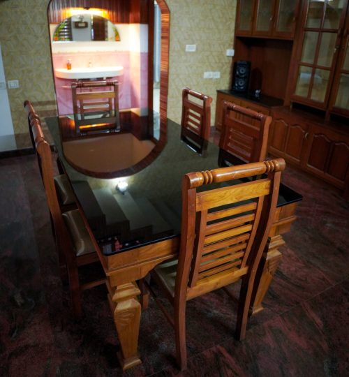 Gallery Indoor dining space and wash area